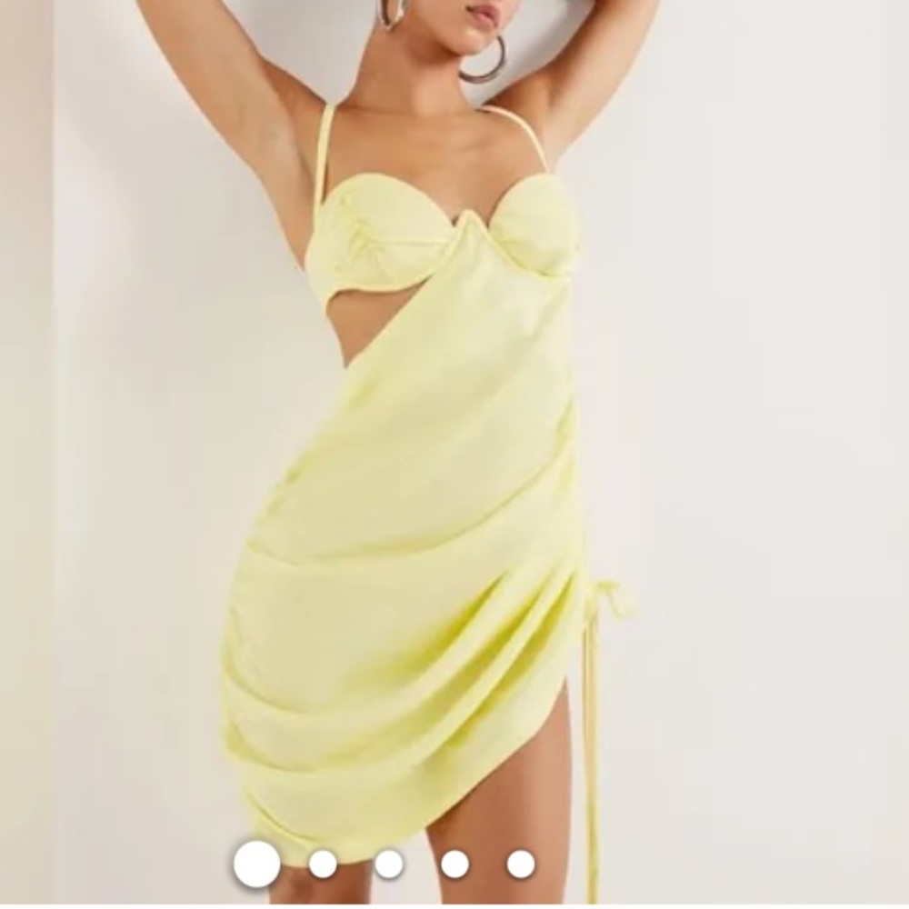 For Love and Lemons neon yellow rana mini dress